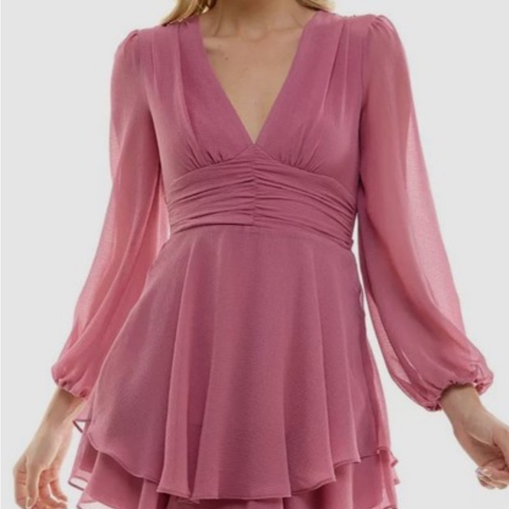 B Darlin Mauve Long Sleeve Mini Dress